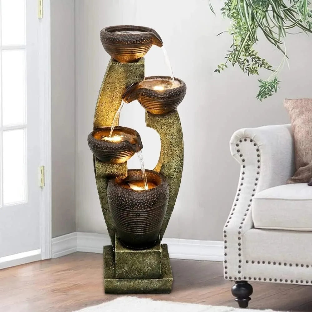 Overstock Illuminated Indoor Water Fountain With Cascading Waterfall Home Decor
