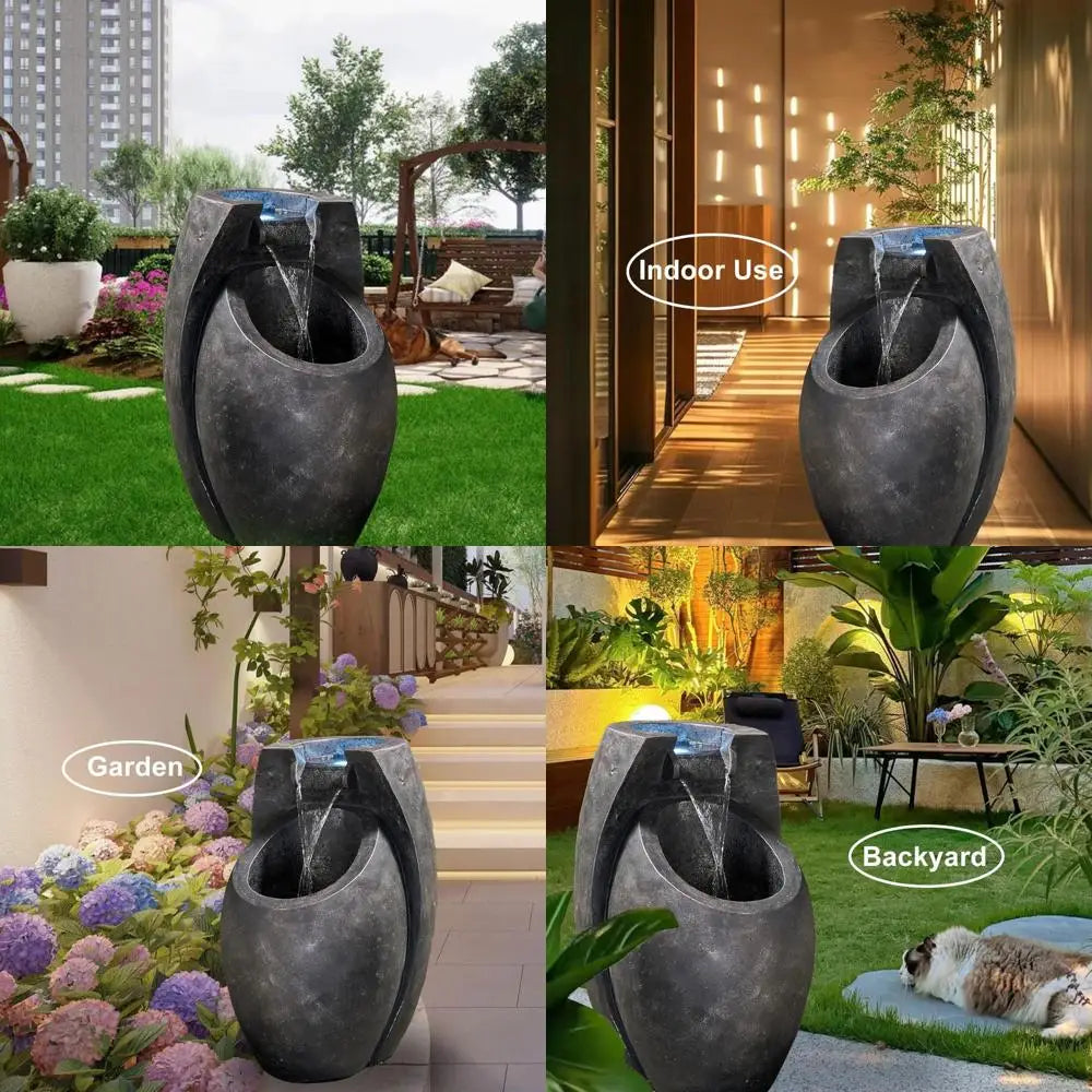 NHCozy Home Modern Two Tier Floor Fountain Indoor Outdoor