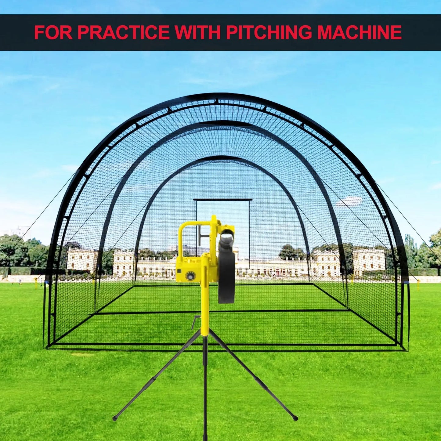 HiMISS Batting Cage Net With Frame For Baseball Softball Golf