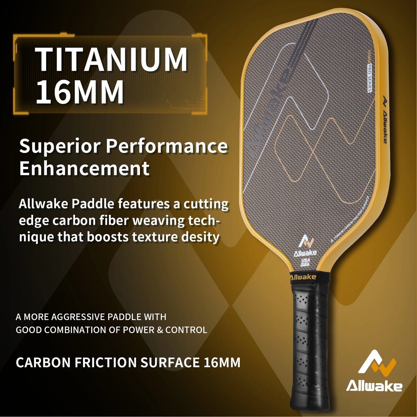 Allwake Pickleball Paddle Carbon Fiber Construction