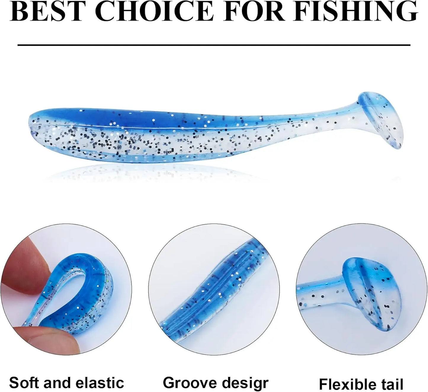 Soft Fishing Lures Kit 90pcs Paddle Tail Swimbaits With Hooks