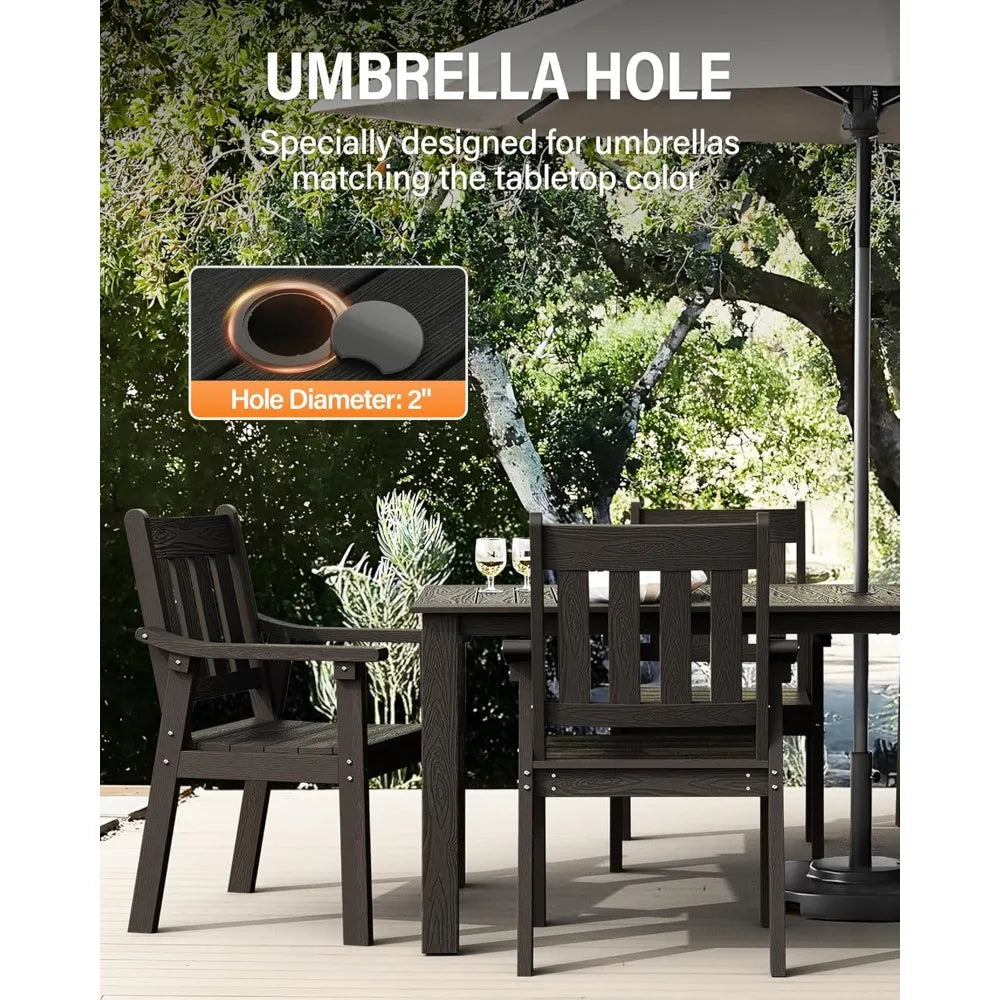 Patio Table Set 7 Piece Outdoor Dining Chairs Umbrella Hole
