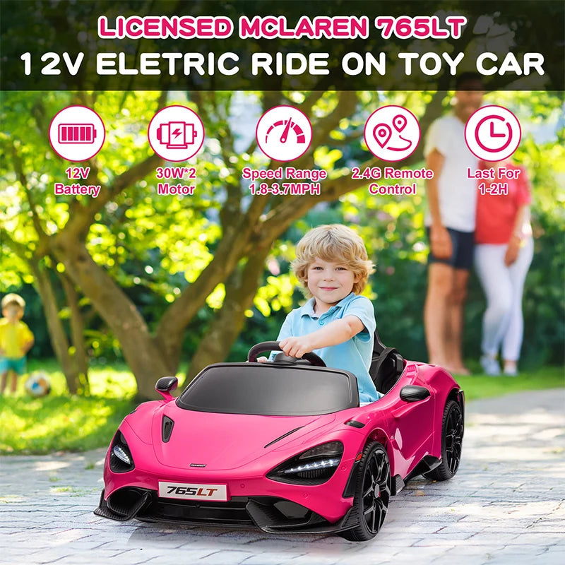 Mukidy 12V Licensed McLaren 765LT Ride on Toy for Kids