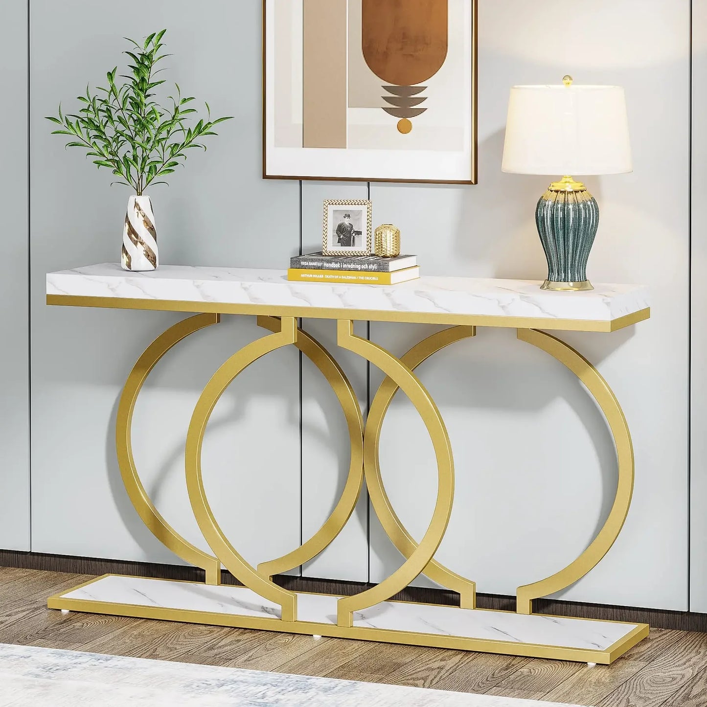 Tribesigns Console Table Faux Marble Modern Entryway Sofa Table