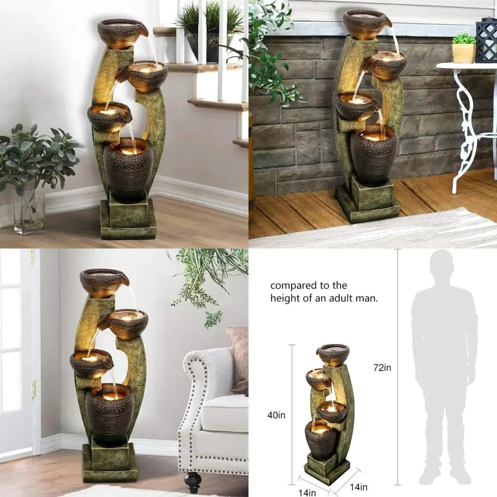 Overstock Illuminated Indoor Water Fountain With Cascading Waterfall Home Decor