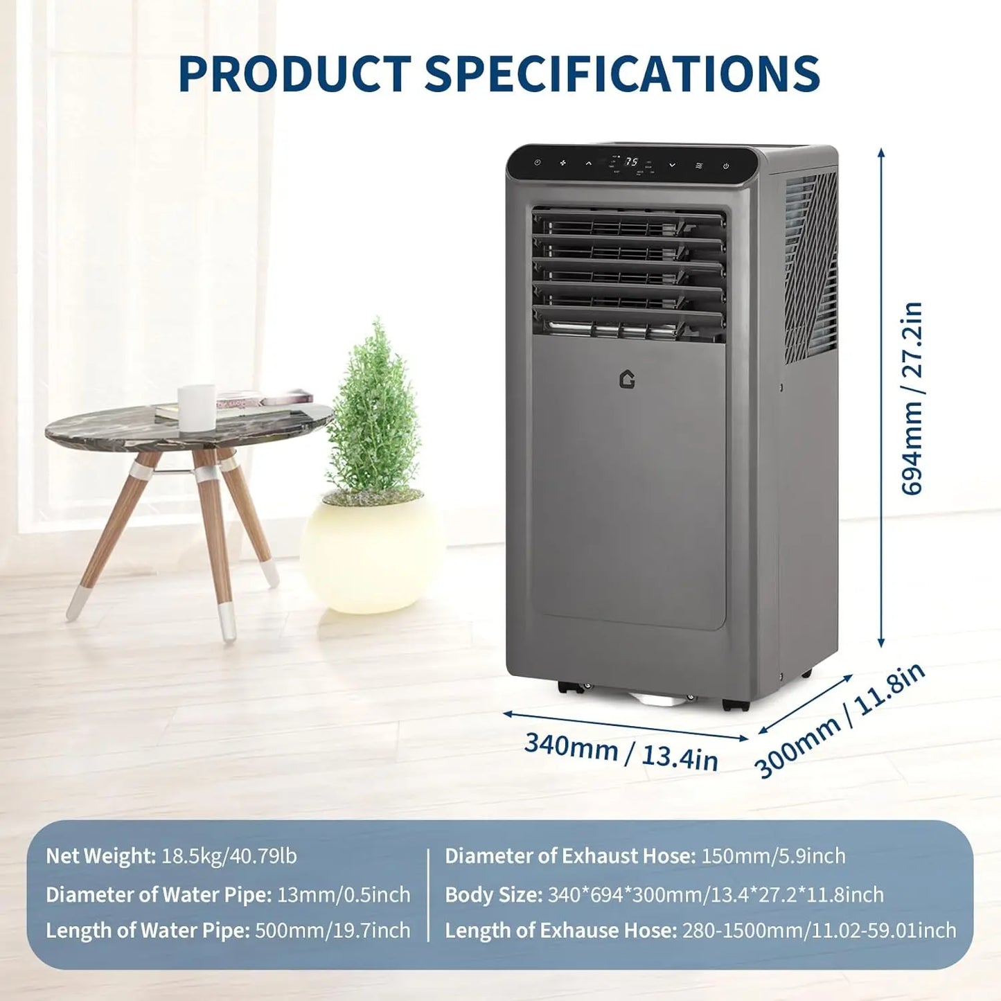 Adoolla Portable Air Conditioner 10000 BTU ASHRAE 6000 BTU DOE