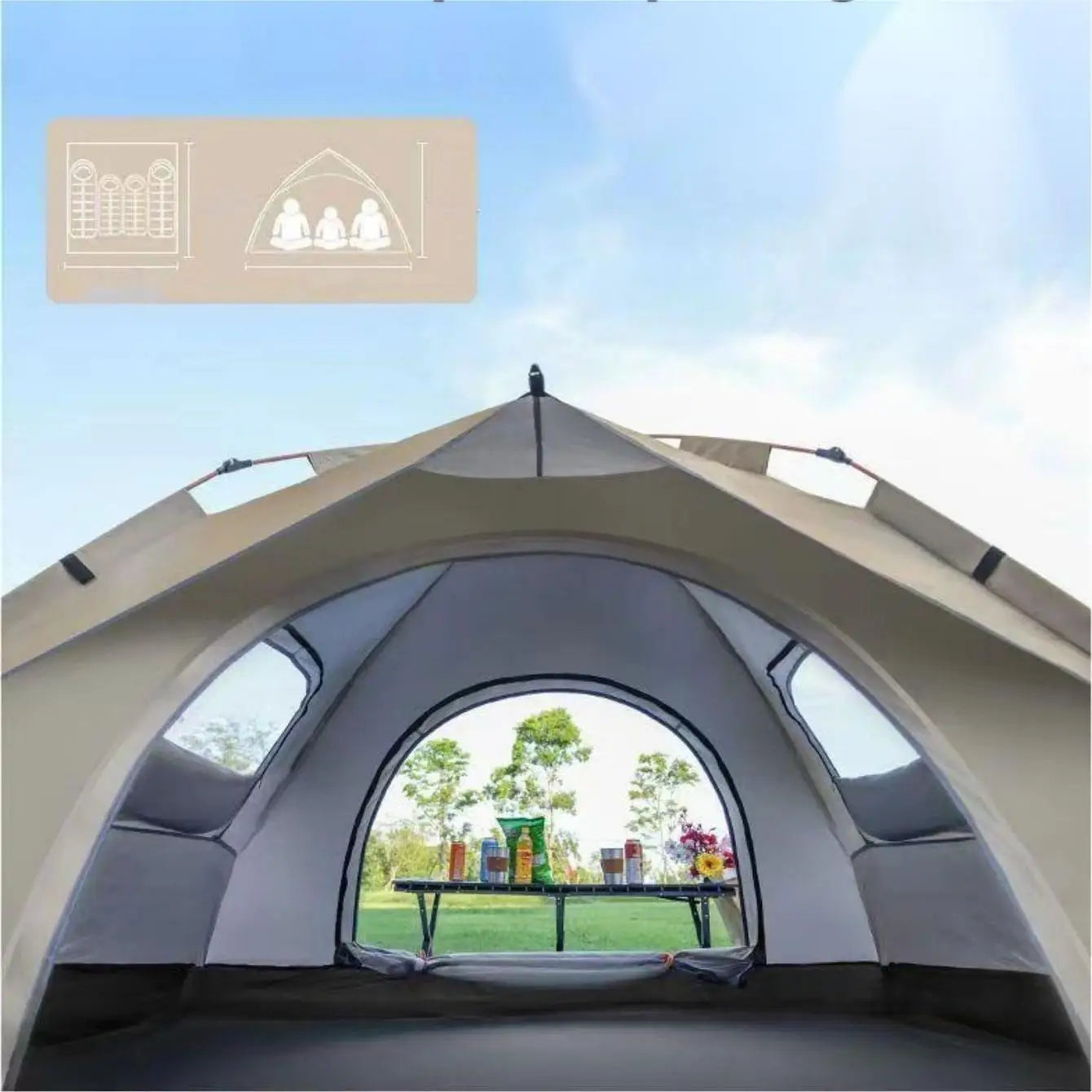 Pakicetus Outdoor Shelter Sunshade Camping Tent With Dual Doors