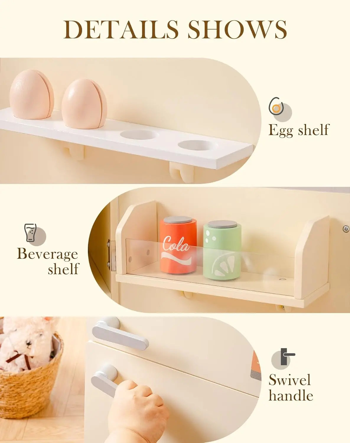 Robotime Robud Wooden Toy Fridge Play Kitchen Set With Accessories