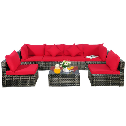 HOMASIS 7 Pieces Outdoor Patio Rattan Furniture Set With Cushions