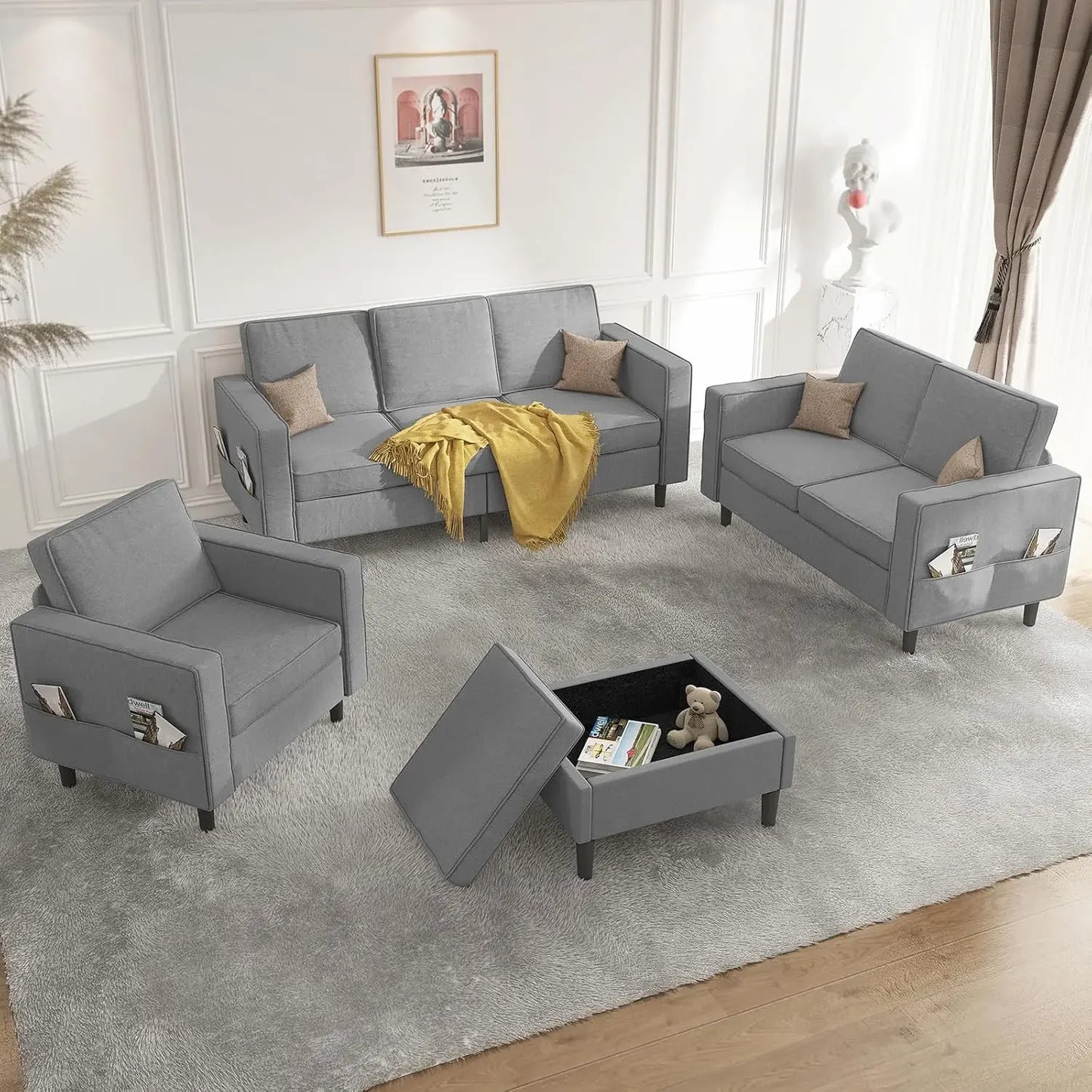 Sectional L Shaped Sofa Set Living Room Furniture
