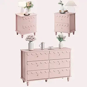 RBXC Bedroom Set Dresser and Nightstand Scalloped Design