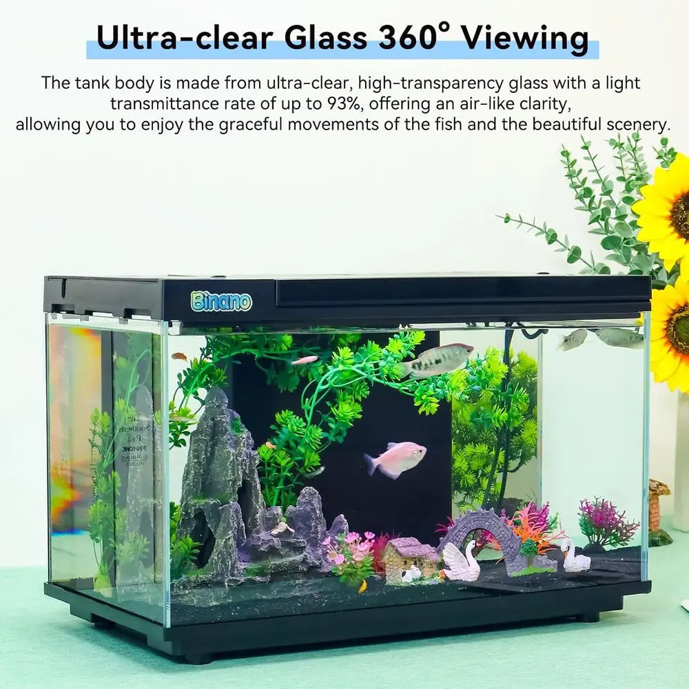 Rectangular Glass Fish Tank Kit With Temp Display And 3 Speed Pump