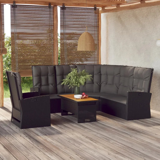 3 Piece Patio Lounge Set With Cushions Poly Rattan