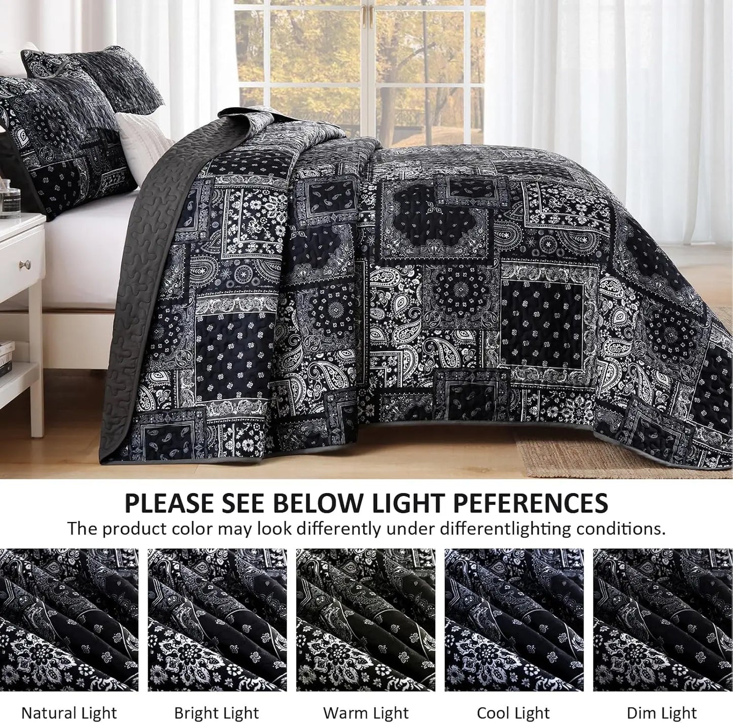 Patchwork Quilt Set Silk with Goose Down Paisley Floral