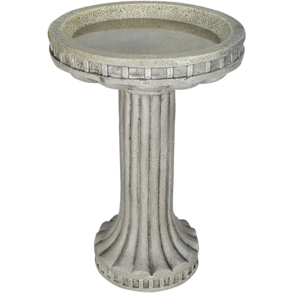 Outdoor Fibre Reinforced Concrete Bird Bath With Modern Pedestal