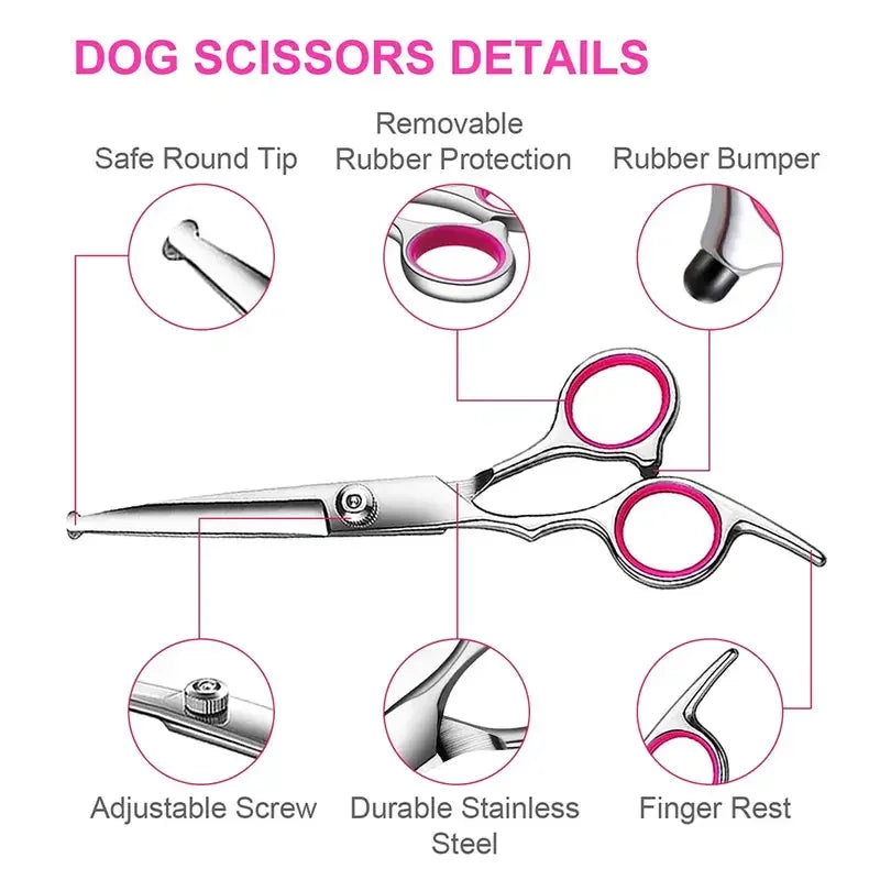 Titanium Coated Dog Grooming Scissors With Safety Round Tips