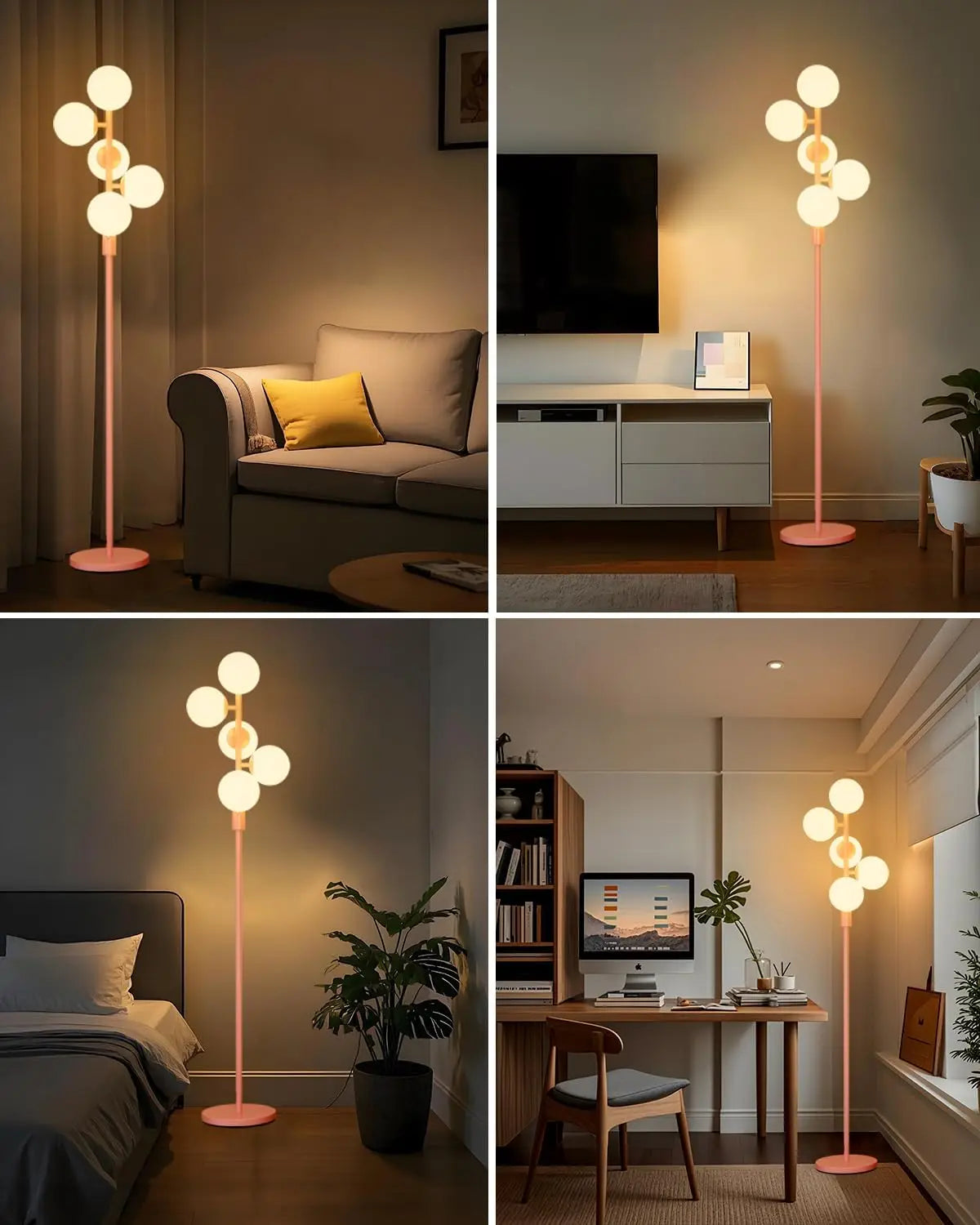Dimmable Globe Floor Lamp With G9 Bulbs Mid-Century Modern