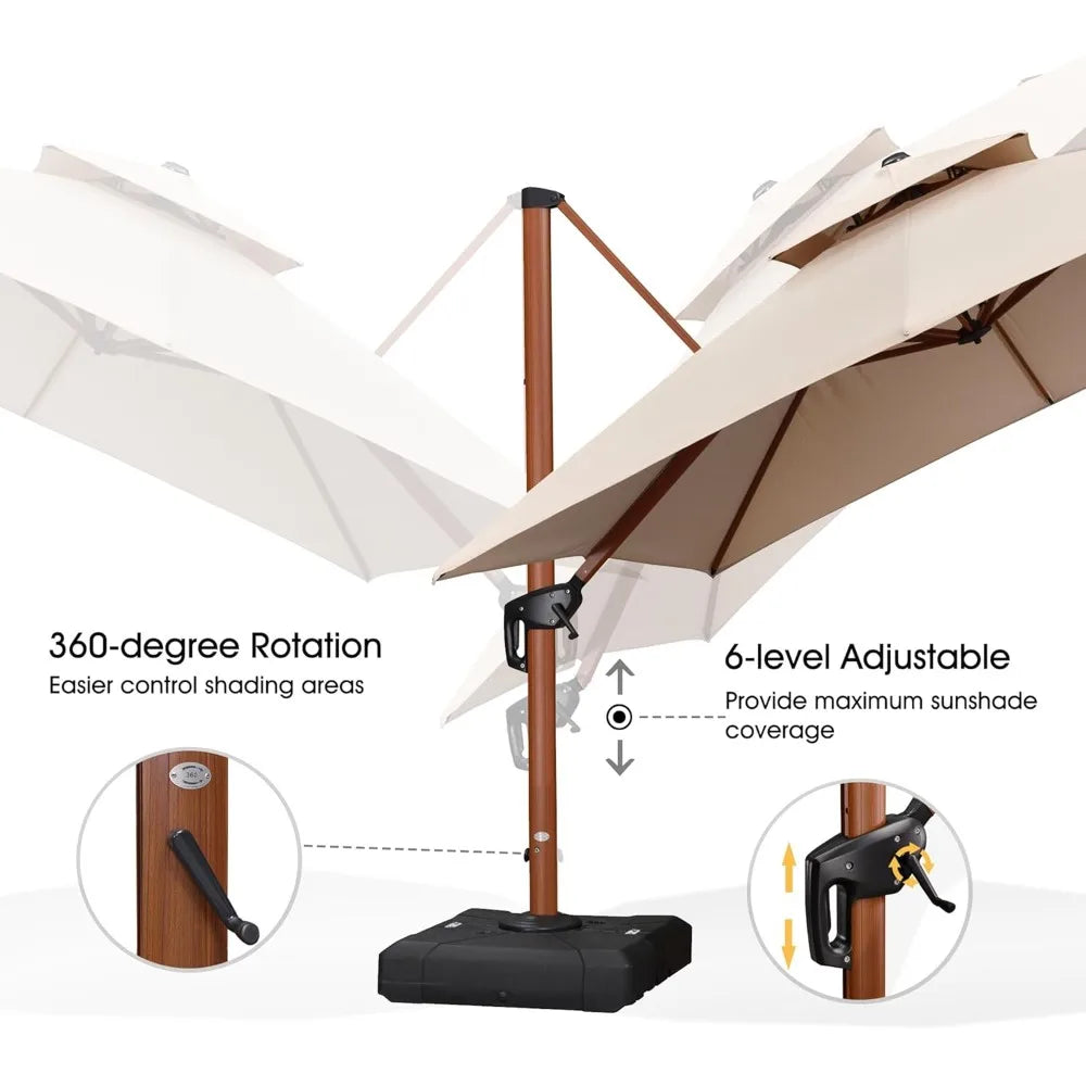 MKDK Patio Umbrella With Base Square Cantilever Windproof
