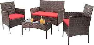 Outdoor Patio Furniture Set Rattan Wicker 4 Piece