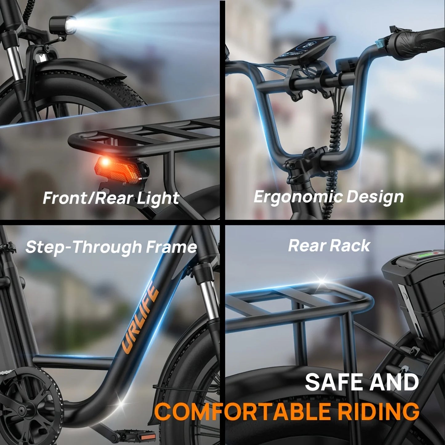 URLIFE 1000W E20 Electric Bike Removable 48V 13Ah Battery
