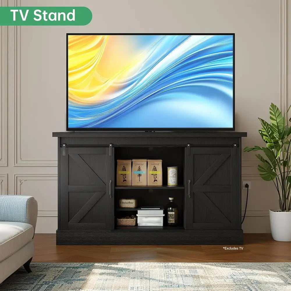 Aquarium Stand With Sliding Barn Doors And Power Outlet Cabinet