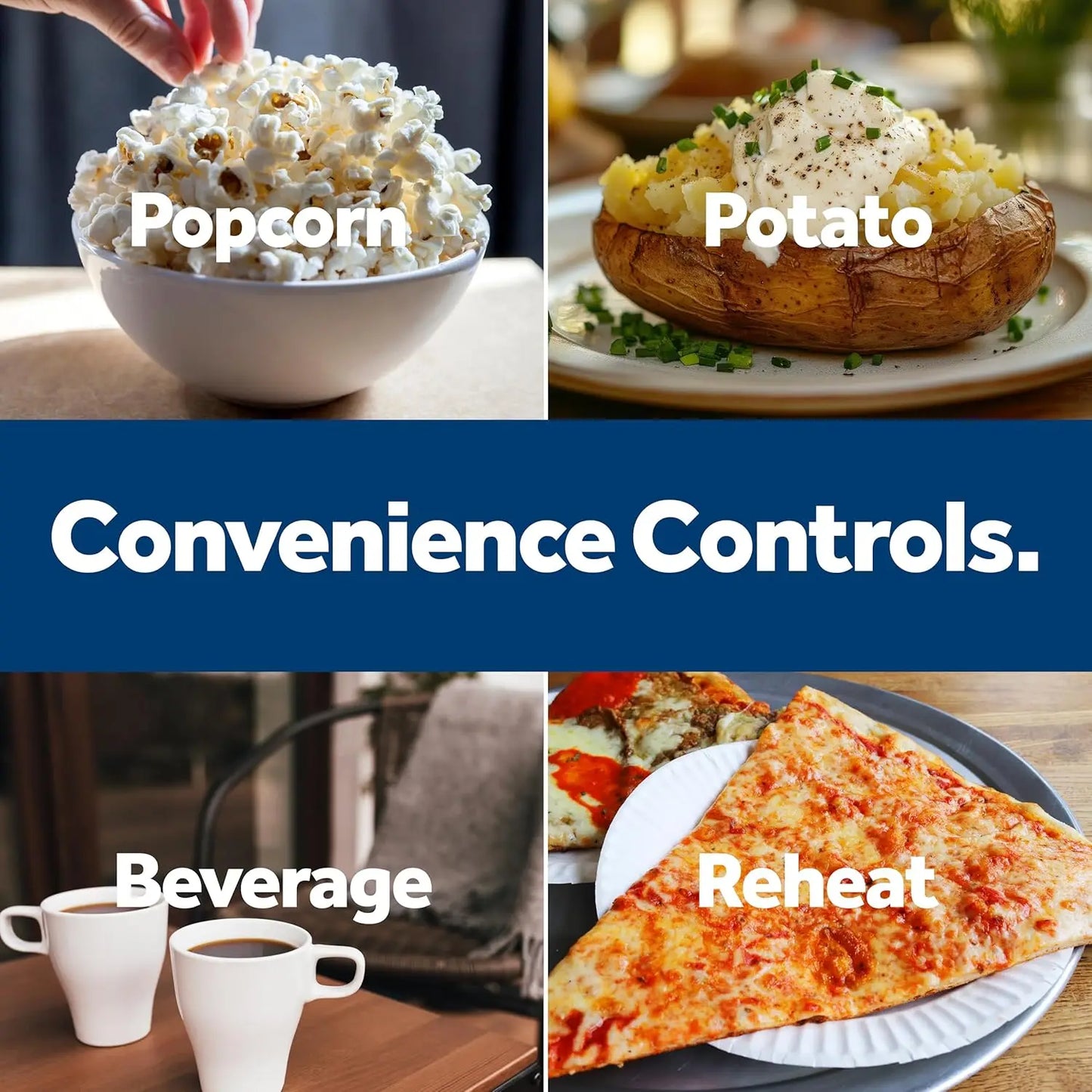 XMSJ Compact Countertop Microwave Oven 700W With 6 Auto Cooking Settings