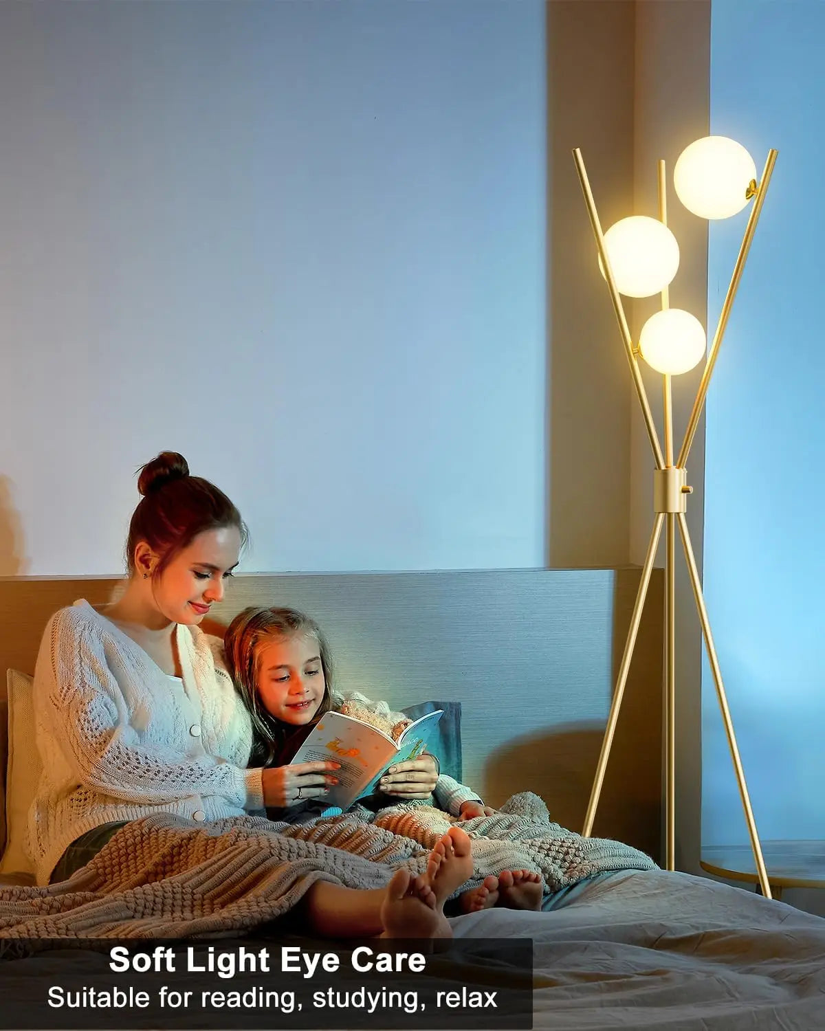 Dimmable Tripod Floor Lamp With 3 Bulbs Mid Century Design