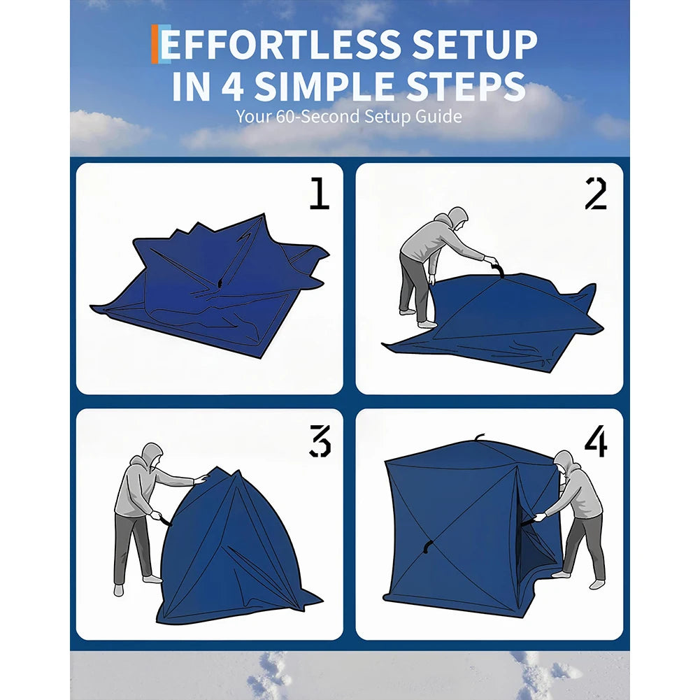 Insulated Fishing Shelter Pop Up Thermal Hub Tent For Eight