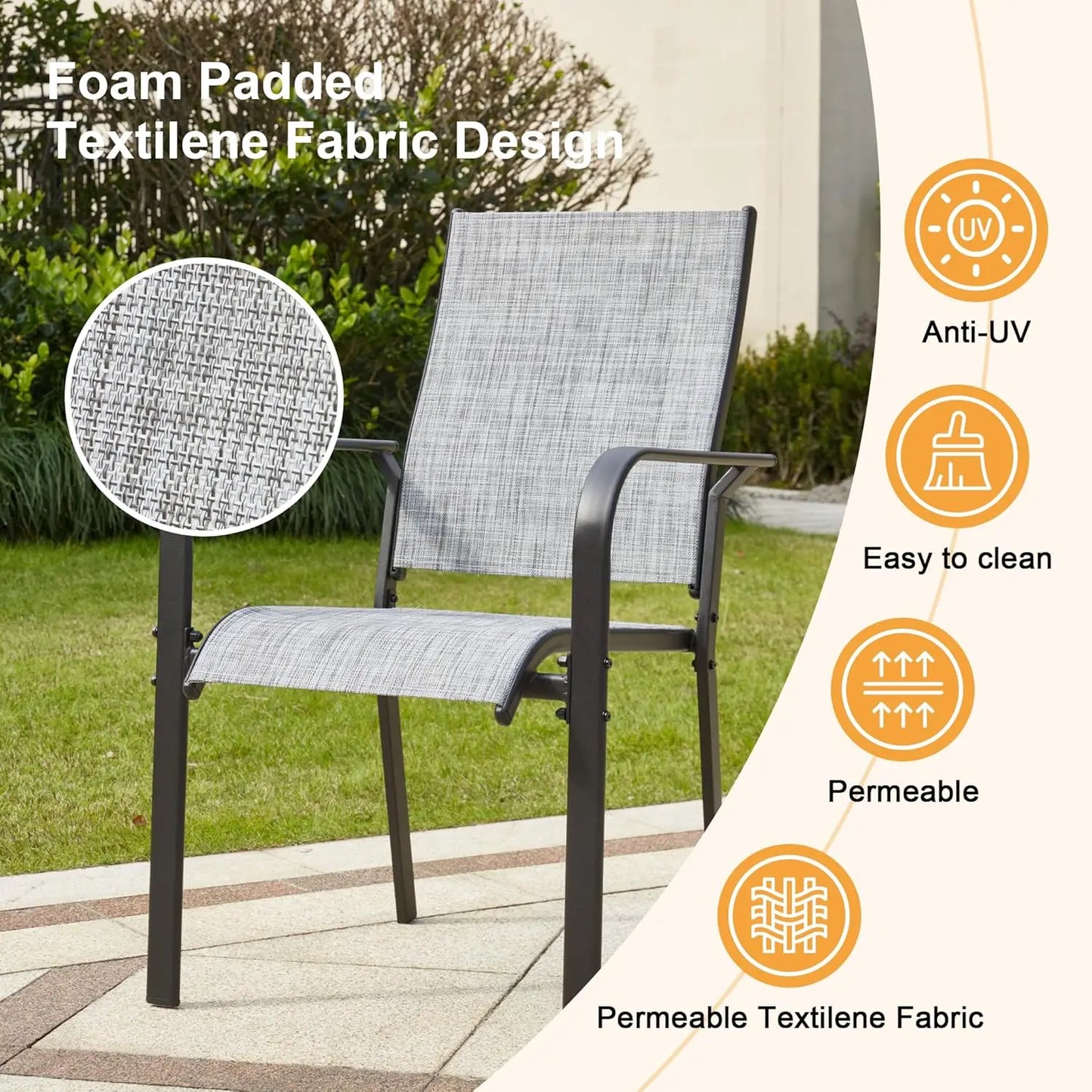 5-Piece Round Patio Dining Set With Aluminum Table And Chairs