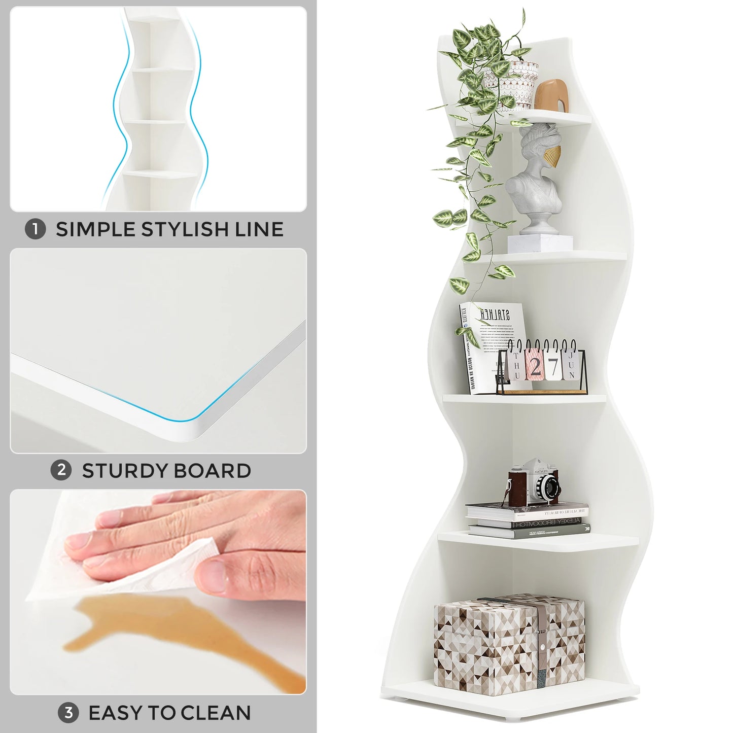Tribesigns 5-Tier Corner Shelf Wall Bookcase Plant Stand