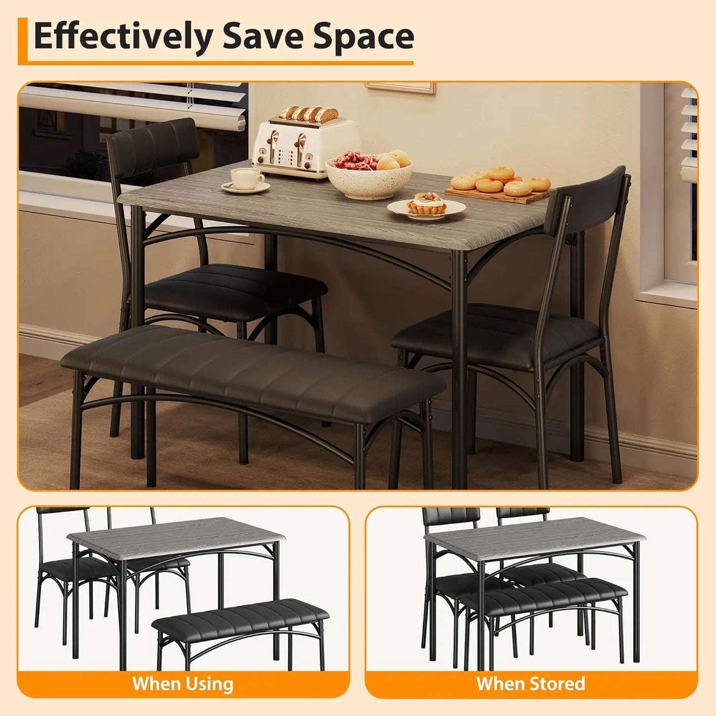 Studyset Dining Table Set With Upholstered Bench And Four Chairs