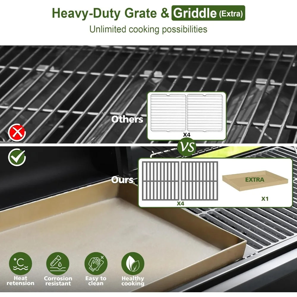 Brand-Man Propane And Charcoal Grill Combo Dual Fuel With Lids