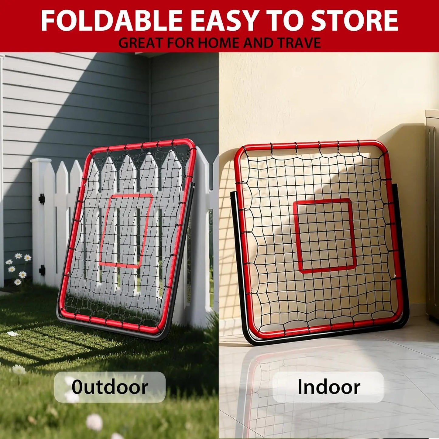 Soccer Rebounder Net With Metal Frame For Backyard Training