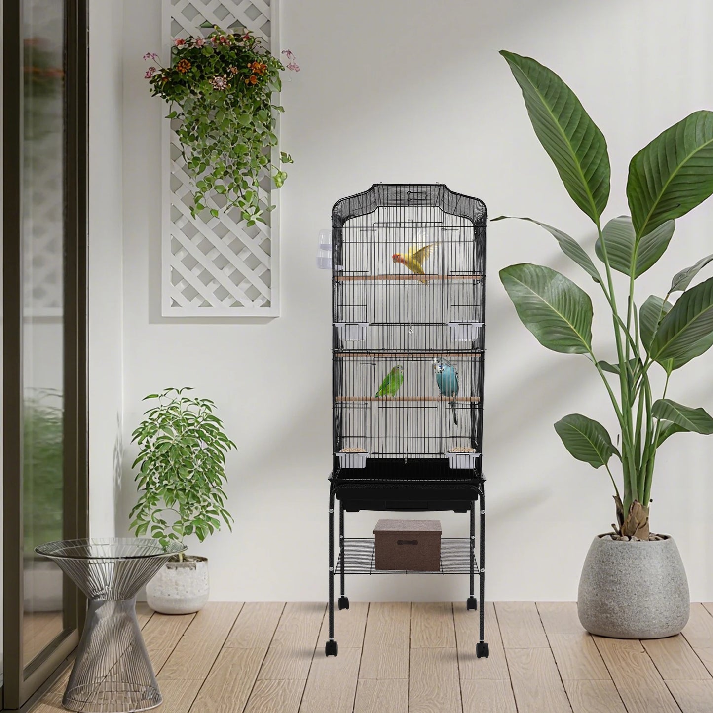 NONECN Large Bird Cage With Stand And Wheels For Parrots