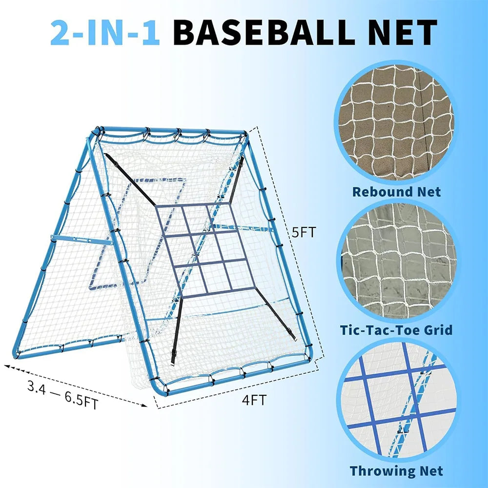 Baseball Softball Rebounder Net Double Sided 9 Zone Pitching Backstop