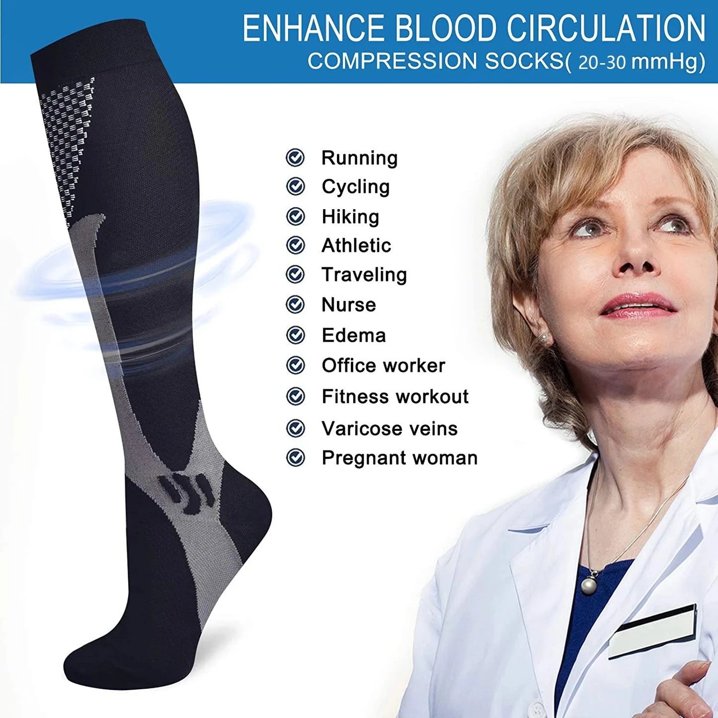 NONECN Compression Socks Football 20 30 MmHg For Men Women