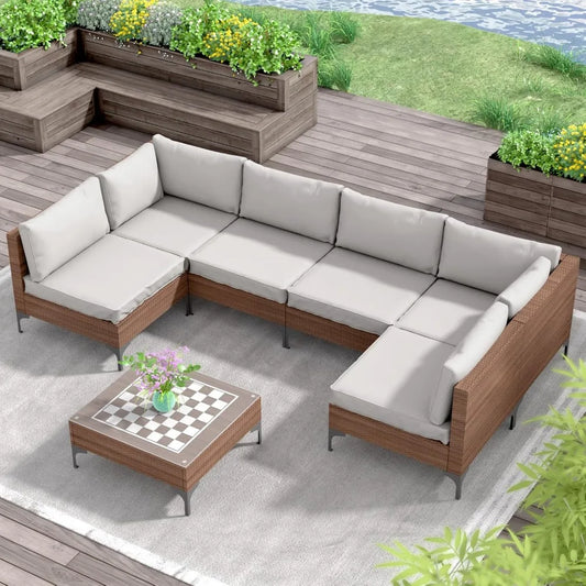 Outdoor Patio Furniture Set With All-Weather Rattan