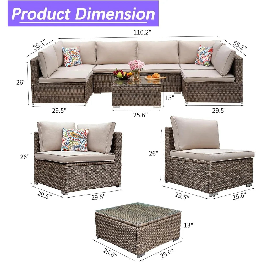 Outdoor Patio Furniture Set All Weather Rattan Wicker Conversation Set