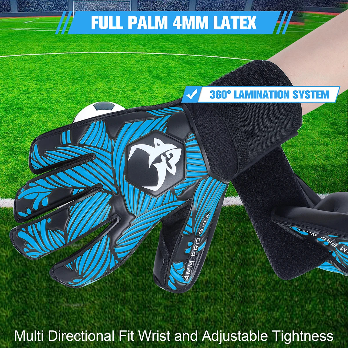 GKHMNEW Soccer Goalie Gloves Strong Grip 4mm 3mm Latex