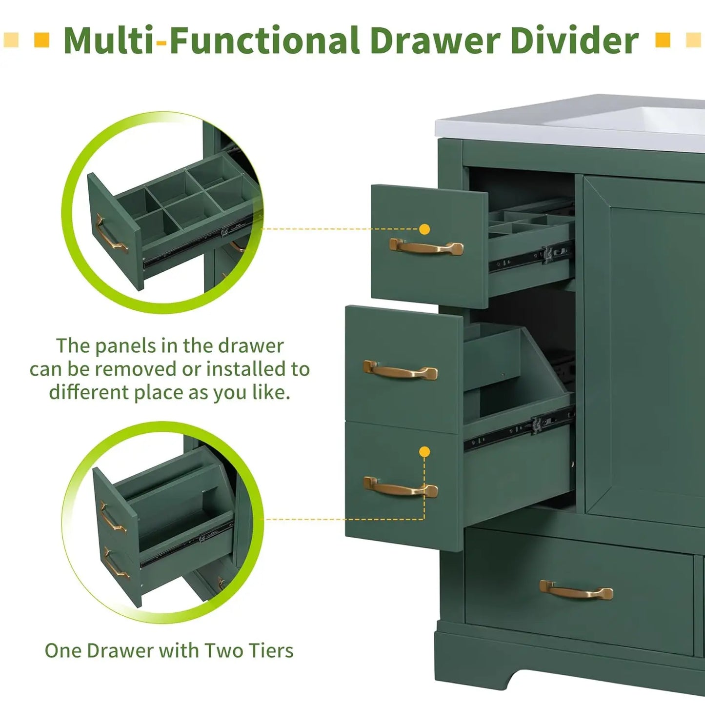 Bathroom Vanity Cabinet With Sink Six Drawers Soft Close Doors