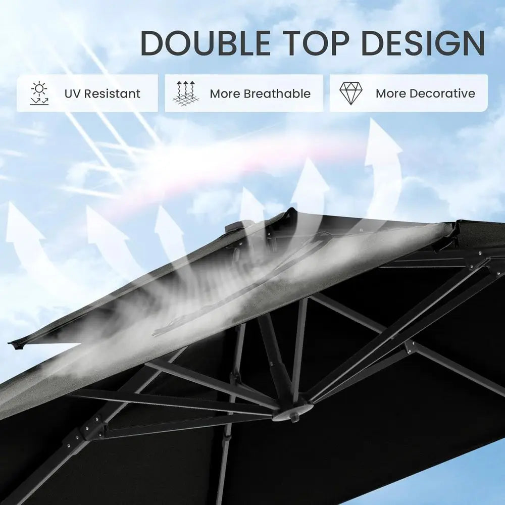 Cantilever Patio Umbrella With Base Included 360 Degree Rotation