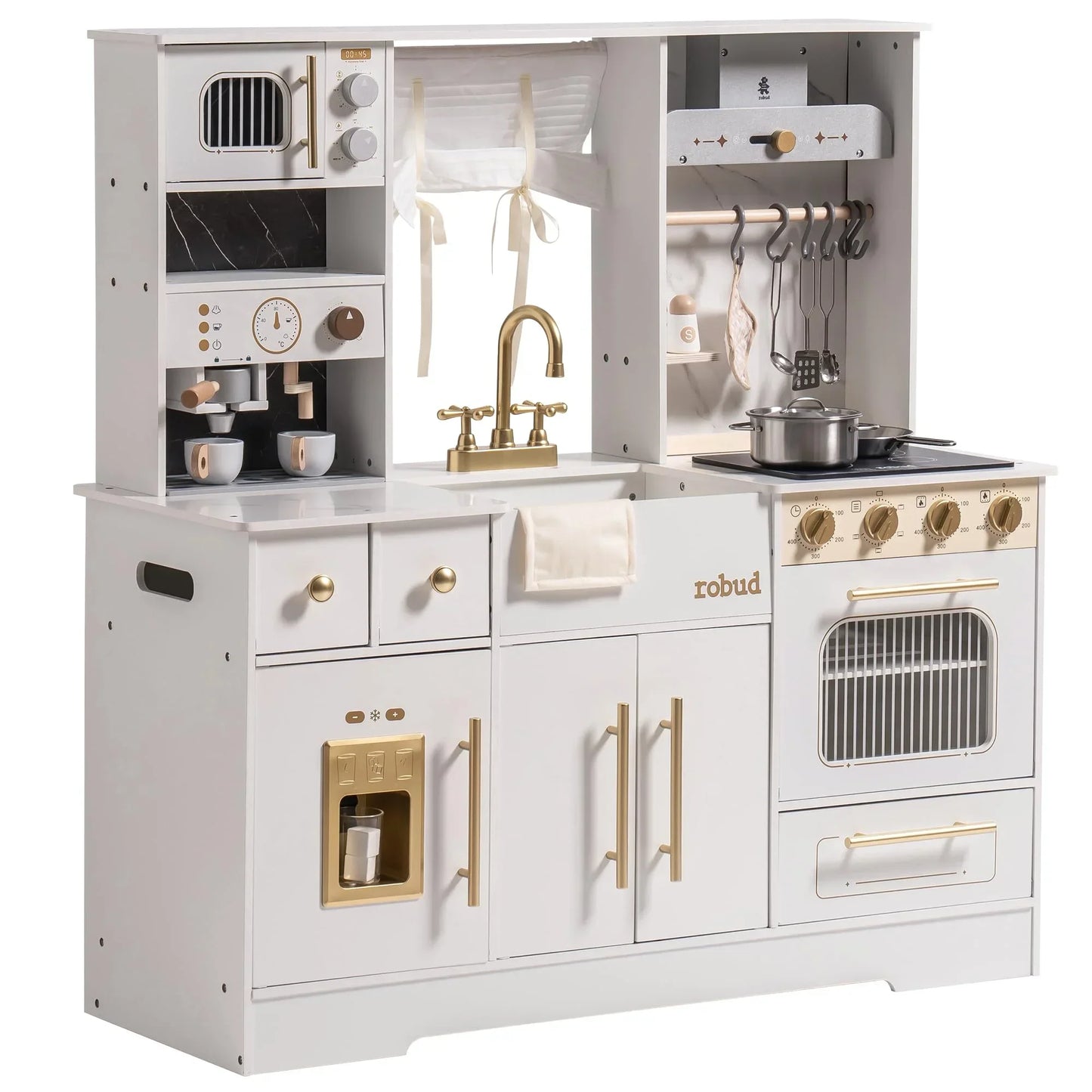 Robotime Robud Wooden Play Kitchen With Wash Basin Accessories