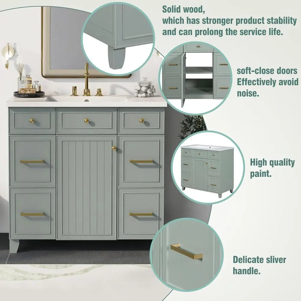 Modern Bathroom Vanity With Sink And Soft Close Doors