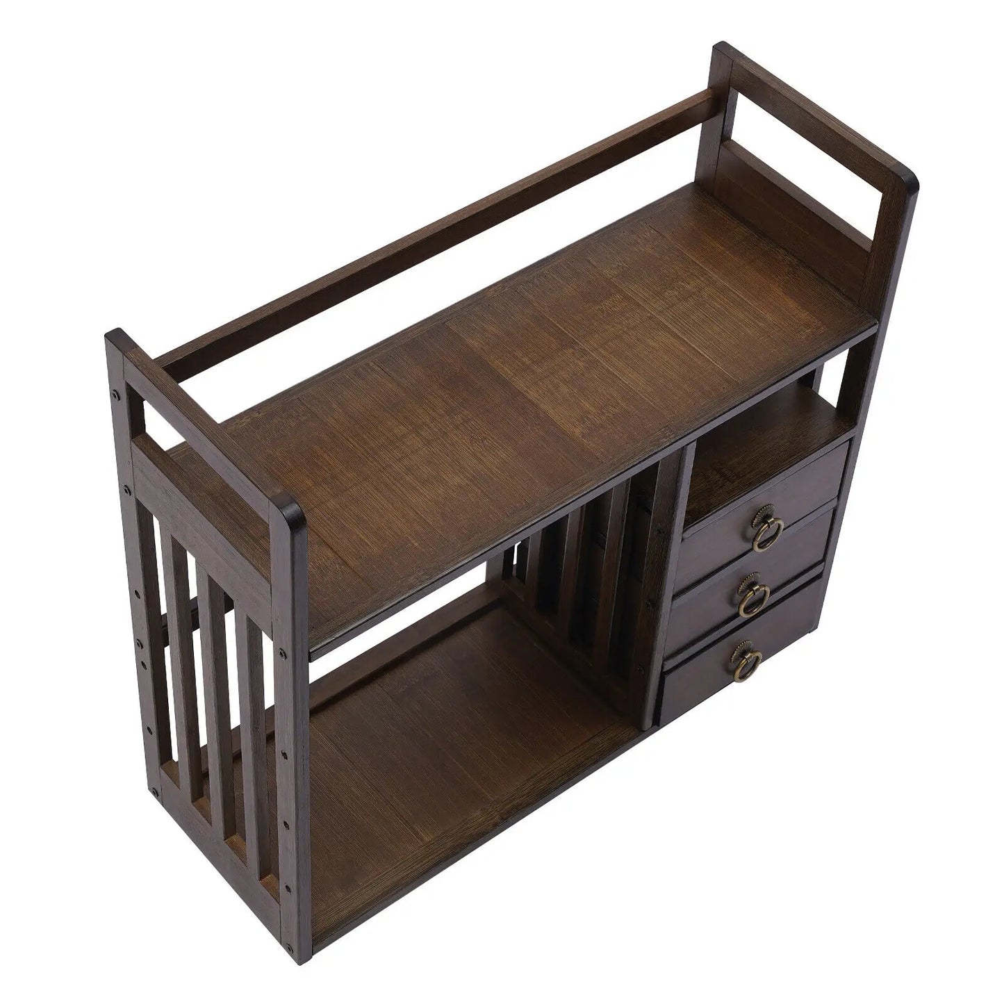 Bymaocar Bamboo Desktop Bookshelf Organizer With 3 Drawers