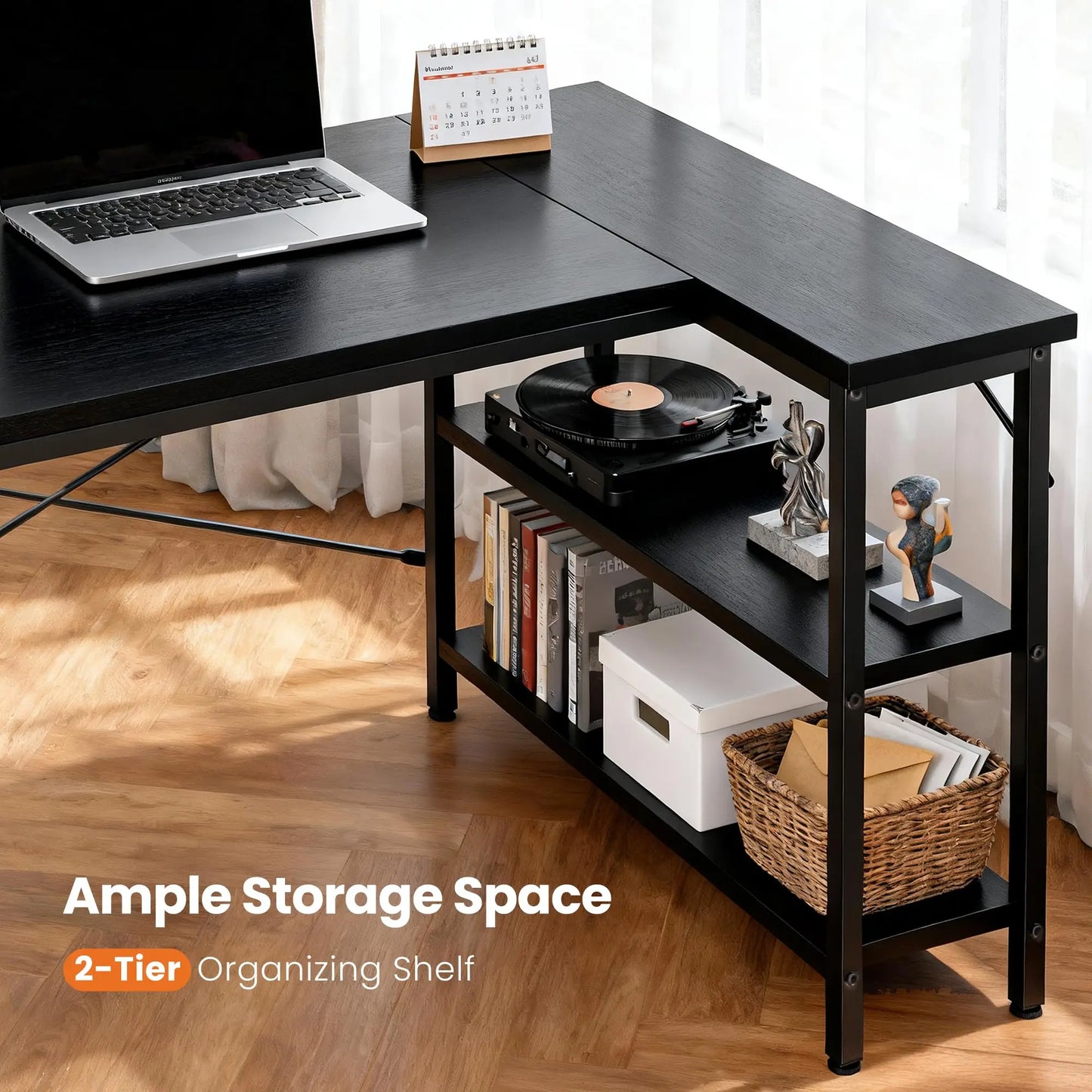 JHK L Shaped Desk Computer Desk With Storage Shelves