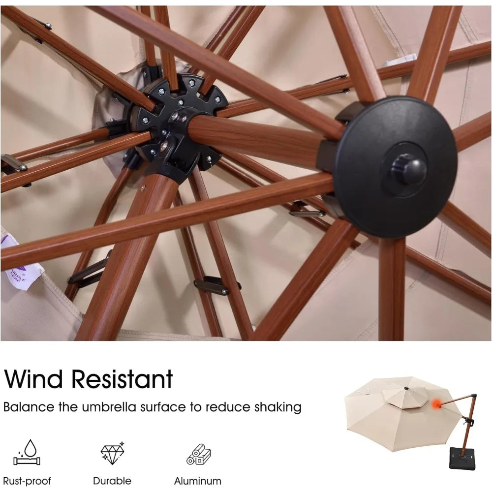 MKDK Patio Umbrella With Base Square Cantilever Windproof