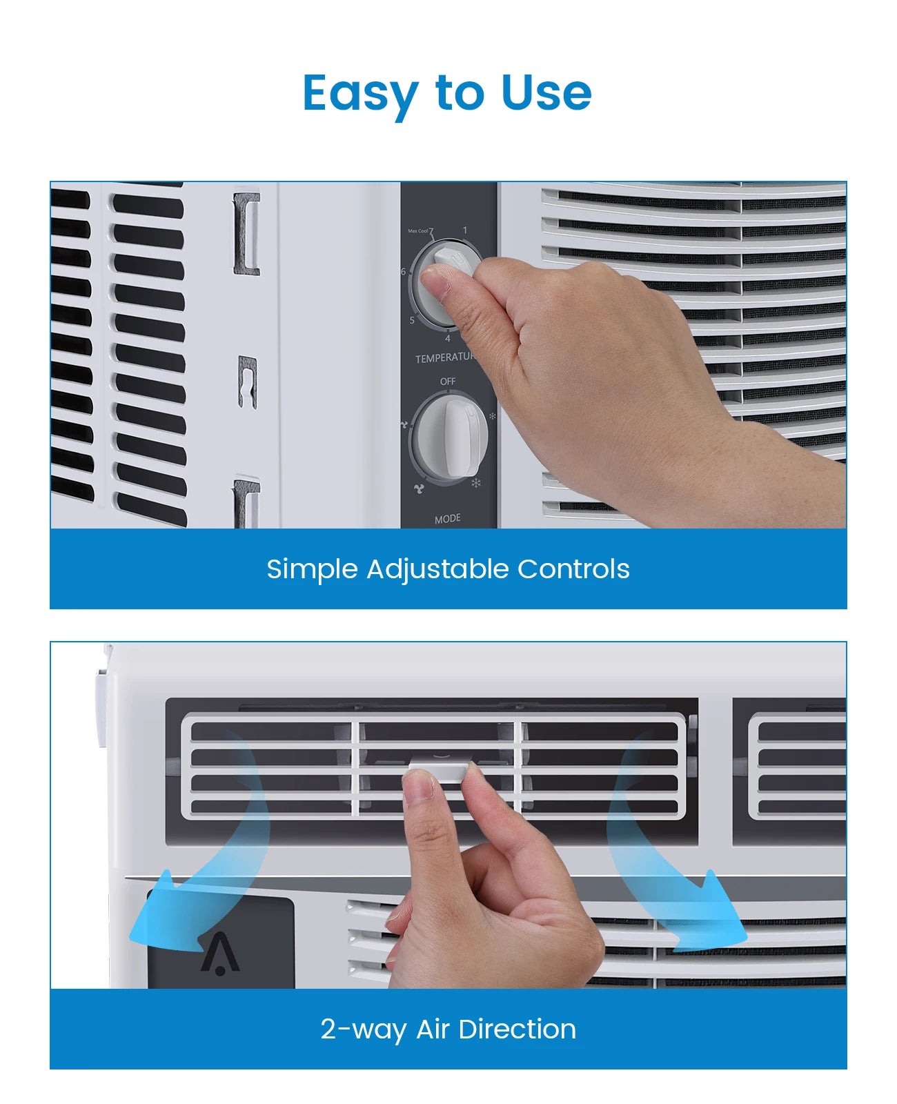 Acekool Window Air Conditioner With Quiet 7 Speed Operation