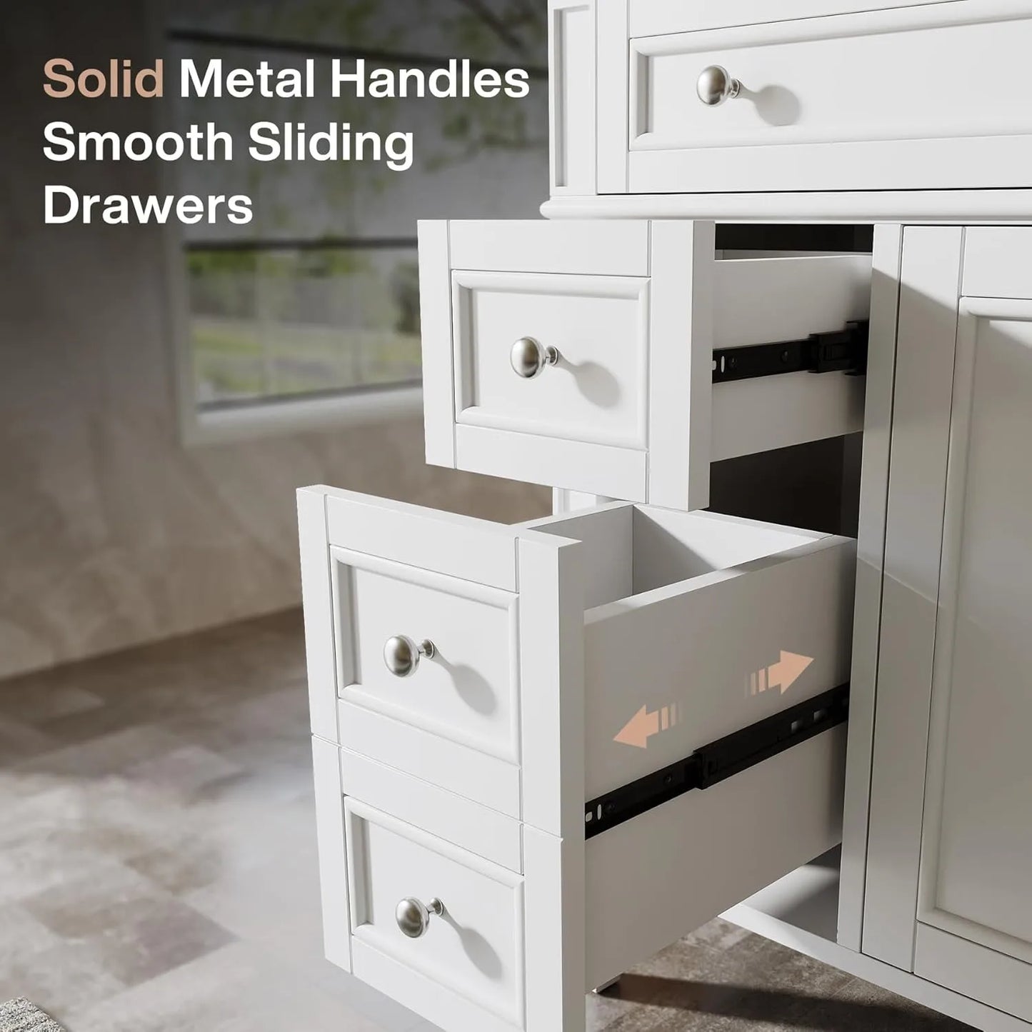 Bathroom Vanity With Sink Cabinet 4 Drawers And 2 Doors