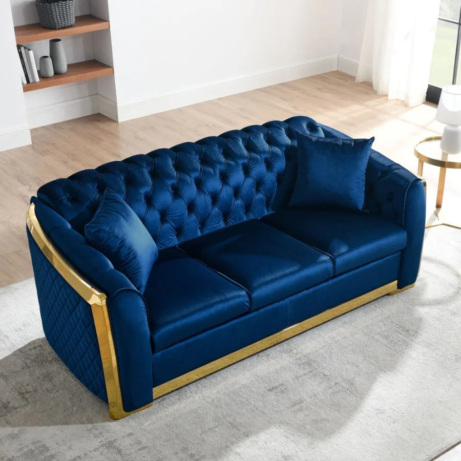 Velvet Chesterfield Sofa Set Luxury Tufted Collection
