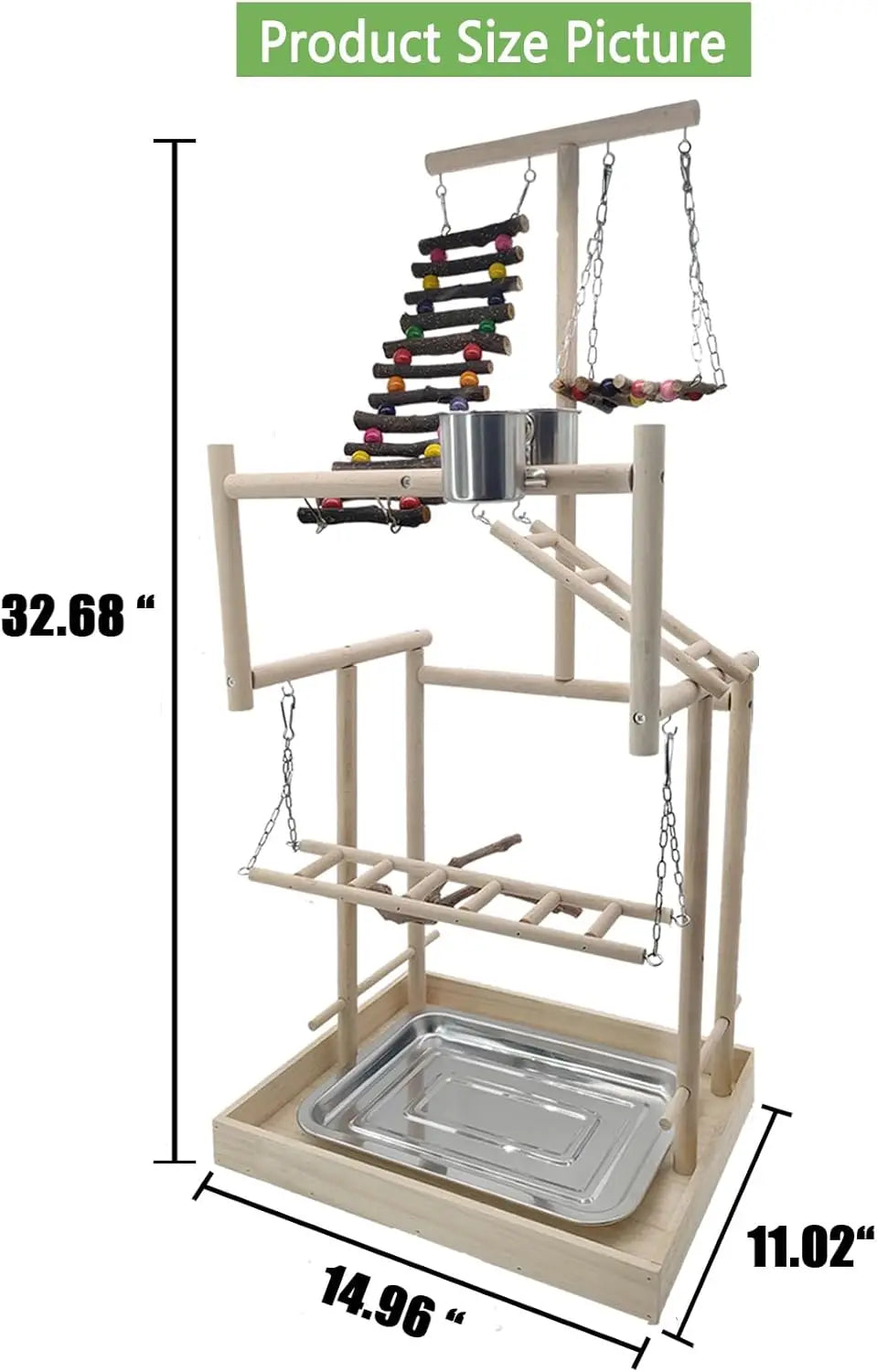 Wooden 4 Layer Bird Playground Perch Gym For Parrots And Medium Birds